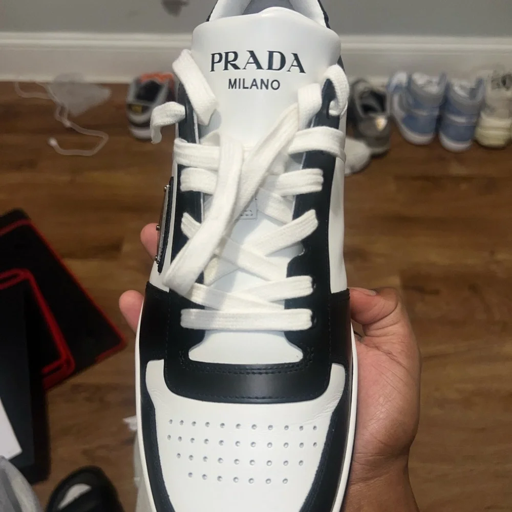 Prada Downtown Leather Sneakers - Picture 2 of 12